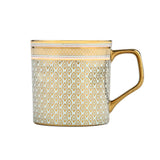 Printed Design Coffee Mug Set of 6- White and Gold