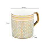 Printed Design Coffee Mug Set of 6- White and Gold