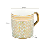 Printed Design Coffee Mug Set of 6- White and Gold