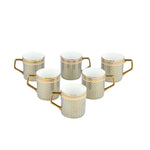 Printed Design Coffee Mug Set of 6- White and Gold
