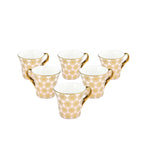 Floral Design Coffee Mug Set of 6- Pink and Gold