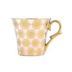 Floral Design Coffee Mug Set of 6- Pink and Gold