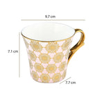 Floral Design Coffee Mug Set of 6- Pink and Gold