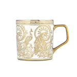 Peacock Design Coffee Mug Set of 6- White and Gold