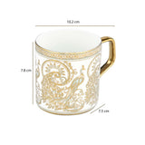 Peacock Design Coffee Mug Set of 6- White and Gold