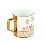 Lotus Design Coffee Mug Set of 6- White and Gold