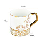 Lotus Design Coffee Mug Set of 6- White and Gold