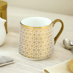 Printed Design Coffee Mug Set of 6- Gold and White