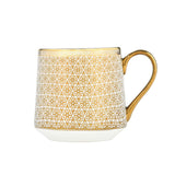 Printed Design Coffee Mug Set of 6- Gold and White