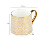 Printed Design Coffee Mug Set of 6- Gold and White