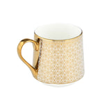Printed Design Coffee Mug Set of 6- Gold and White