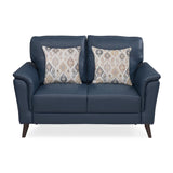 Aiden 2 Seater Leatherette Sofa- Navy Blue