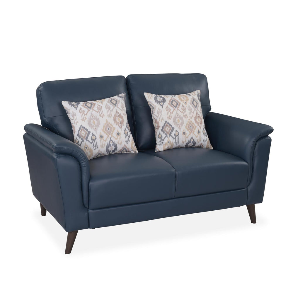 Aiden 2 Seater Leatherette Sofa- Navy Blue