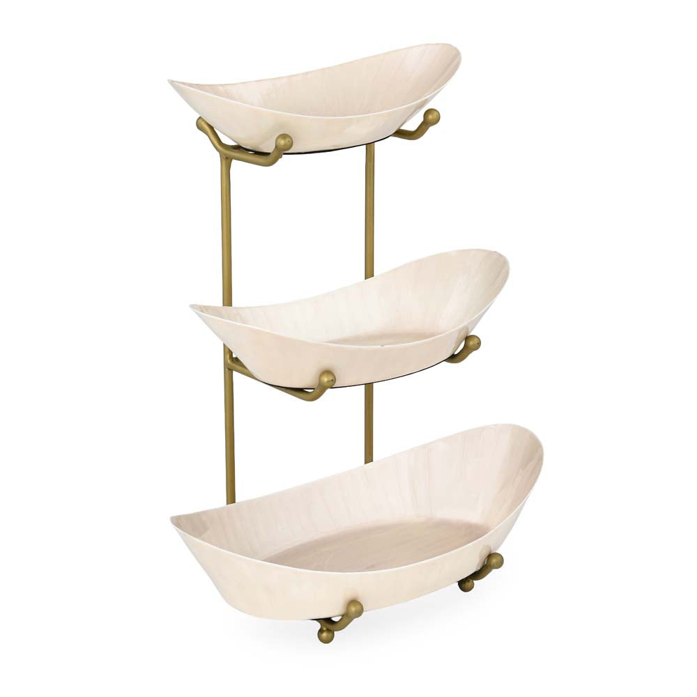 3 Tier Fruit Stand- Cream and Gold