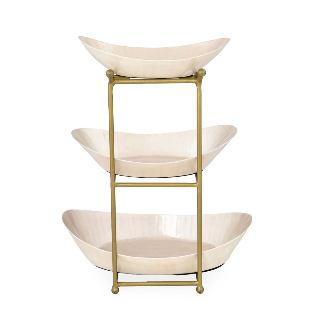 3 Tier Fruit Stand- Cream and Gold