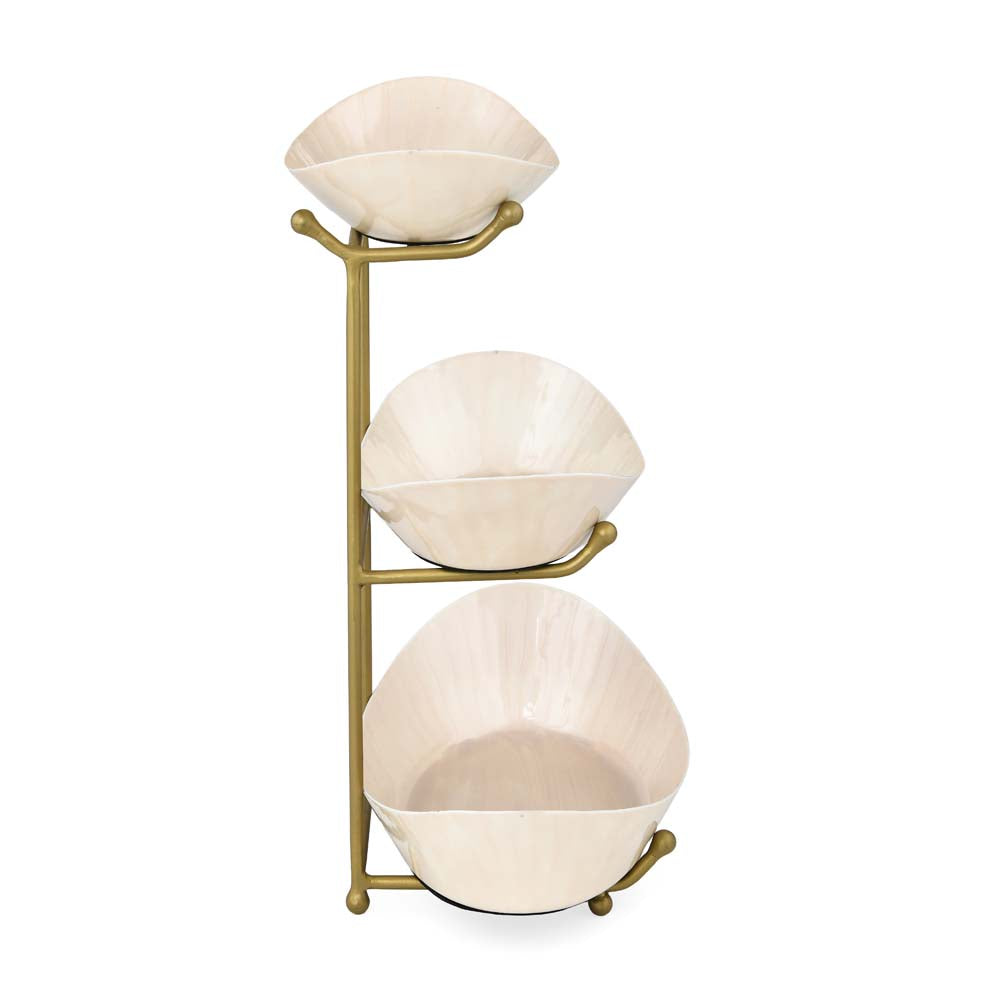 3 Tier Fruit Stand- Cream and Gold