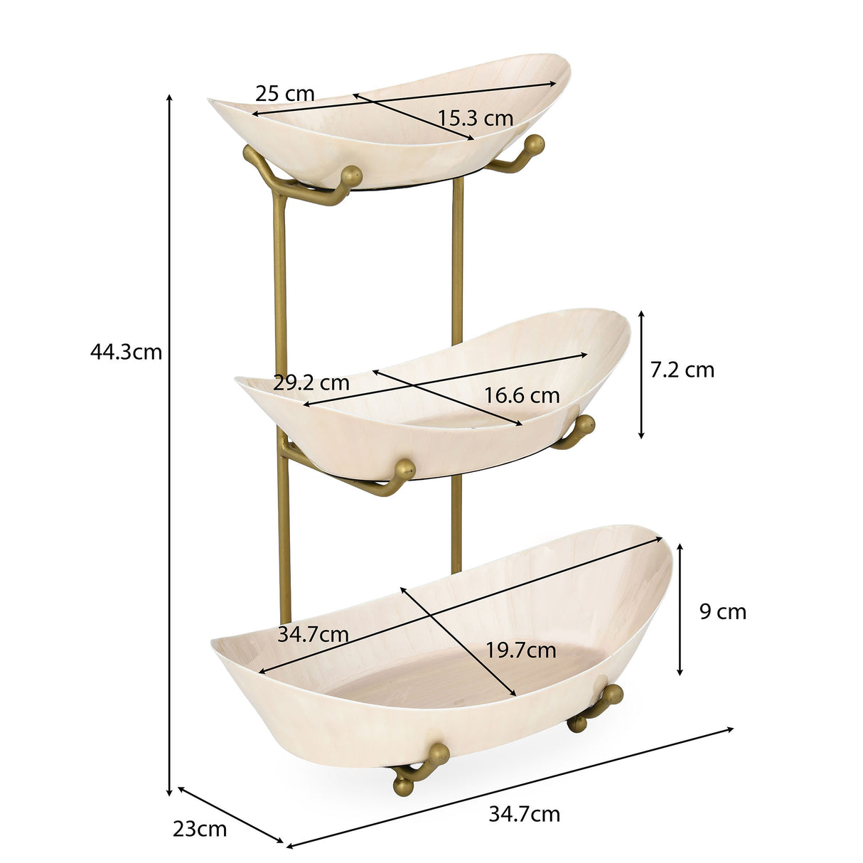 3 Tier Fruit Stand- Cream and Gold
