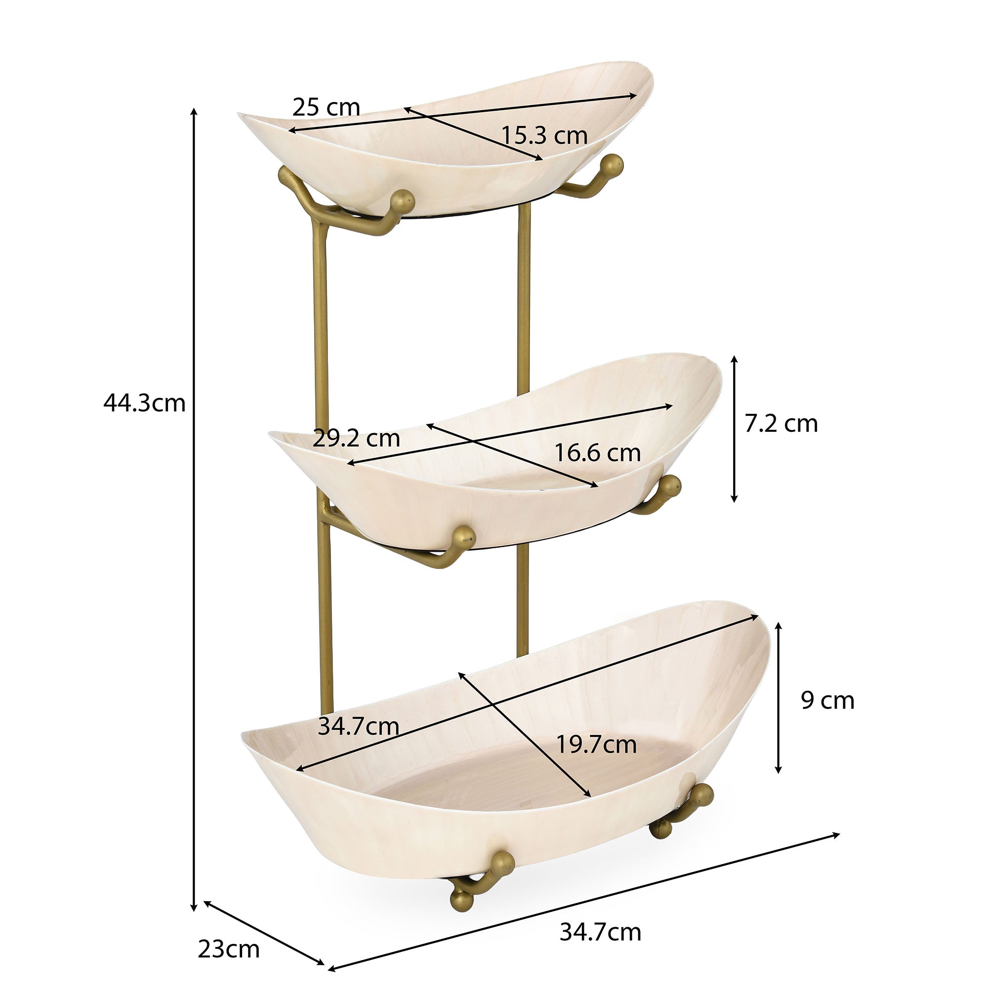 3 Tier Fruit Stand- Cream and Gold