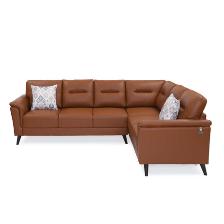 Aiden Leatherette Corner Sofa- Tan Brown