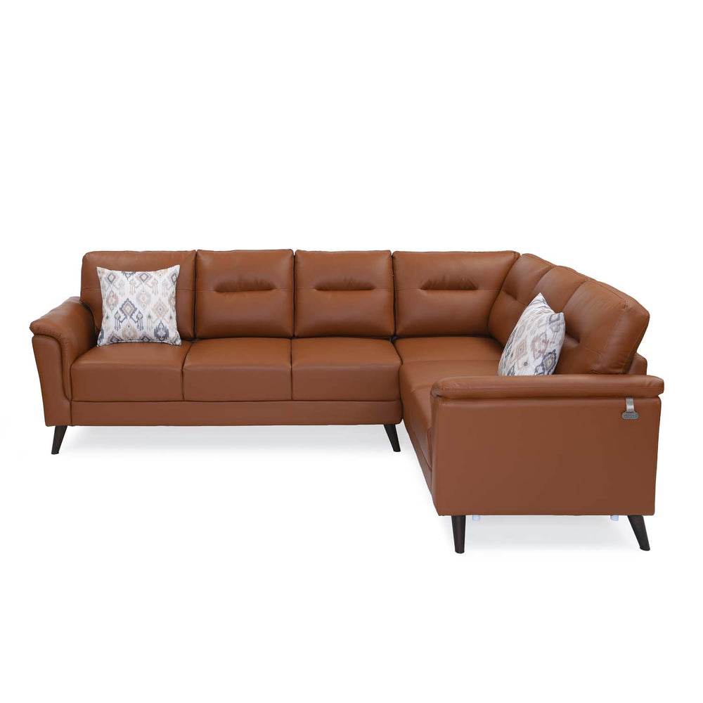 Aiden Leatherette Corner Sofa- Tan Brown