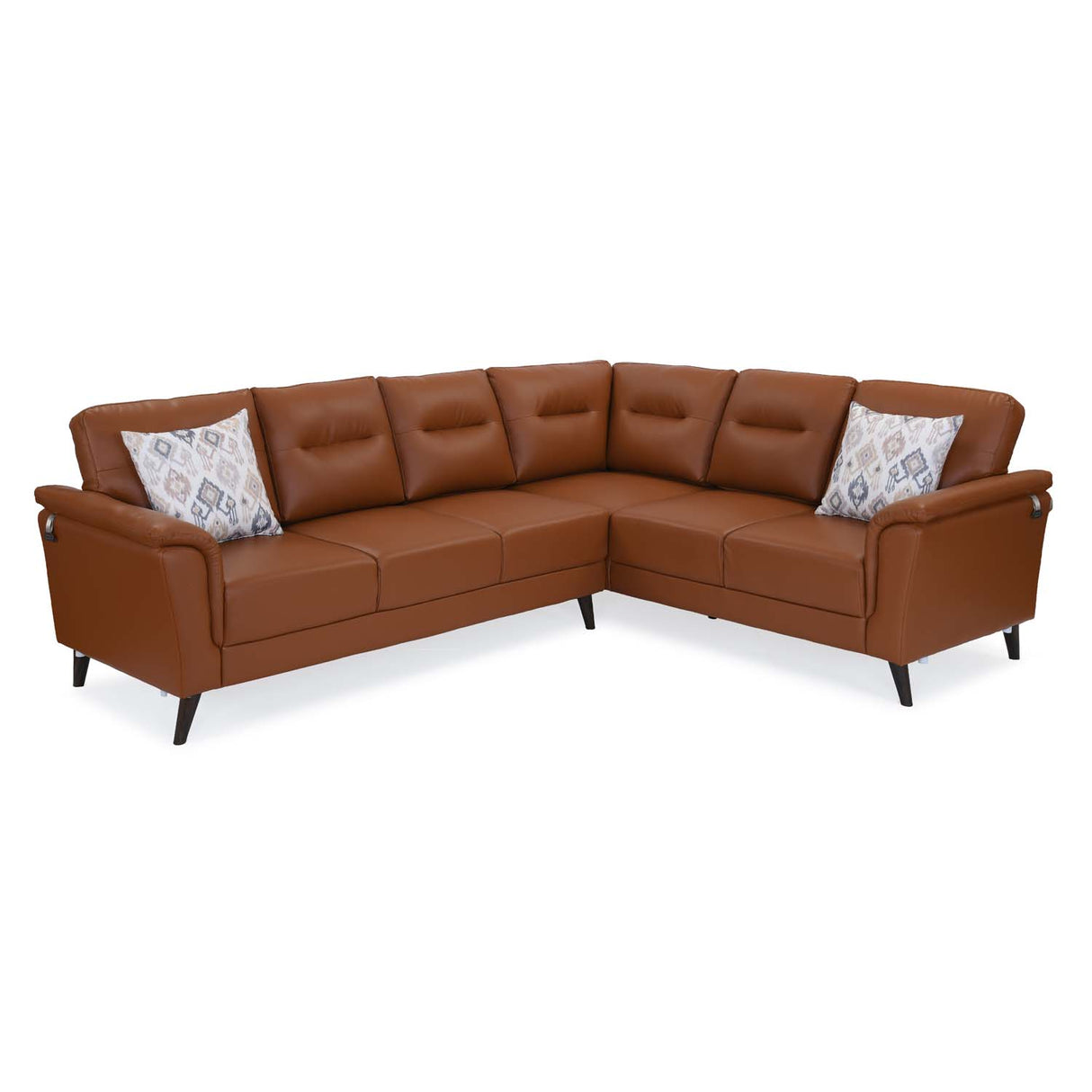 Aiden Leatherette Corner Sofa- Tan Brown