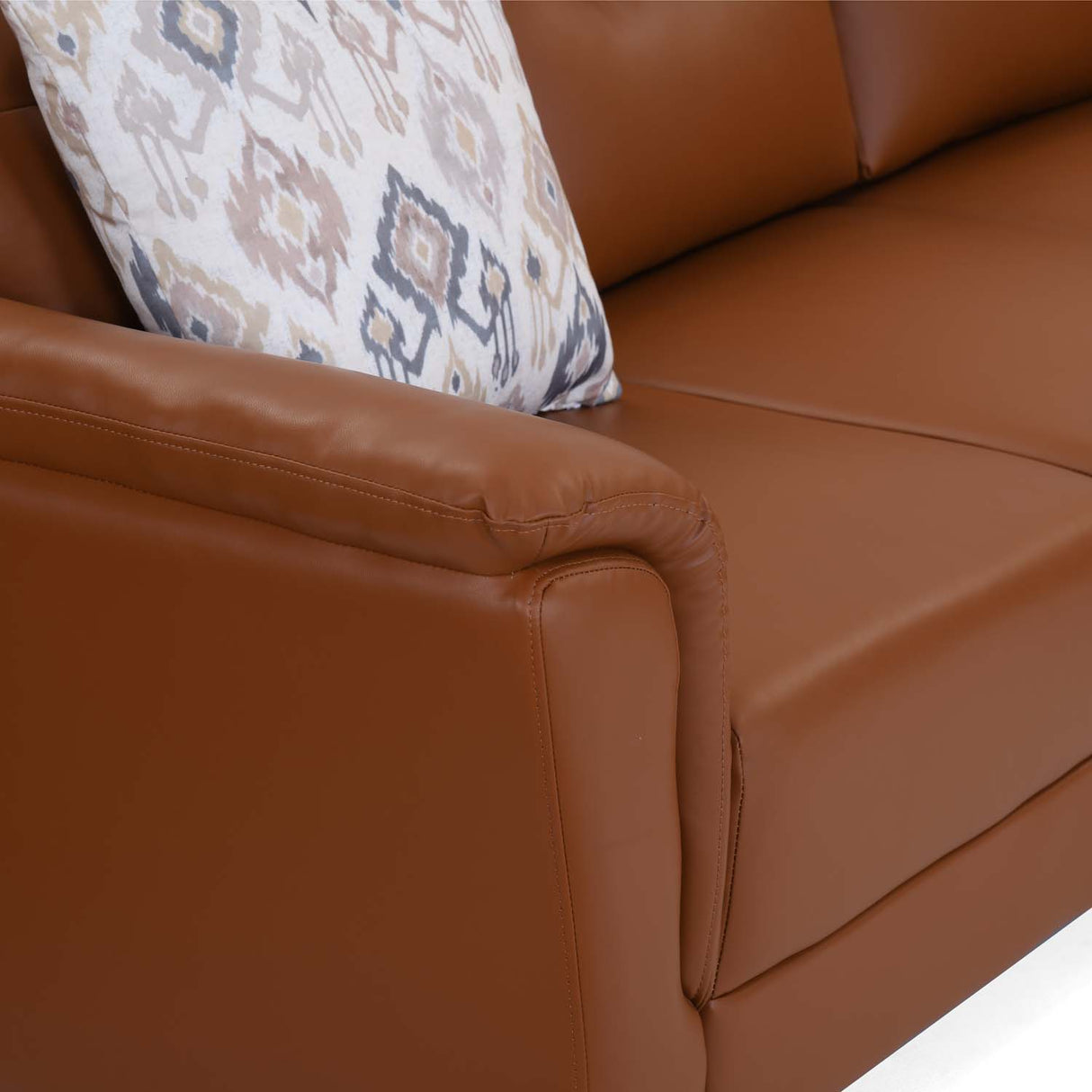 Aiden Leatherette Corner Sofa- Tan Brown