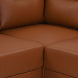Aiden Leatherette Corner Sofa- Tan Brown