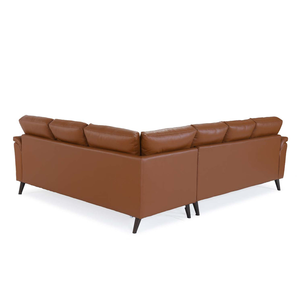 Aiden Leatherette Corner Sofa- Tan Brown