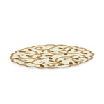 Leaf Beaded Round Polyester Table Placemat- Gold and Off-white