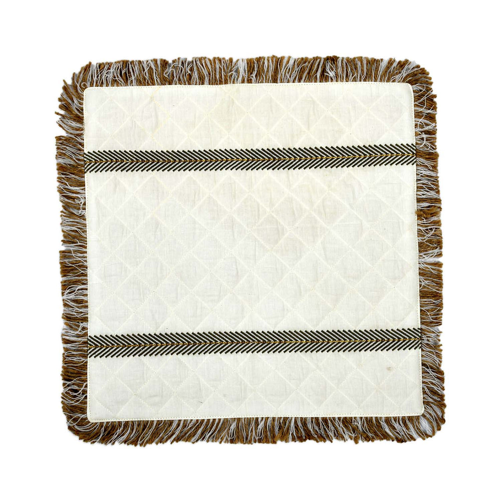 Palm Tree Embroidery Cotton Trivet- Beige and Brown