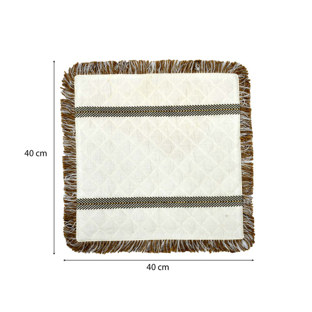 Palm Tree Embroidery Cotton Trivet- Beige and Brown