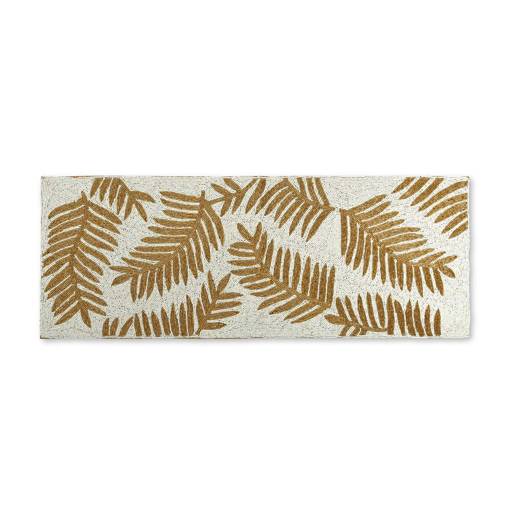 Leaf Beaded Polyester Table Runner Small- Gold