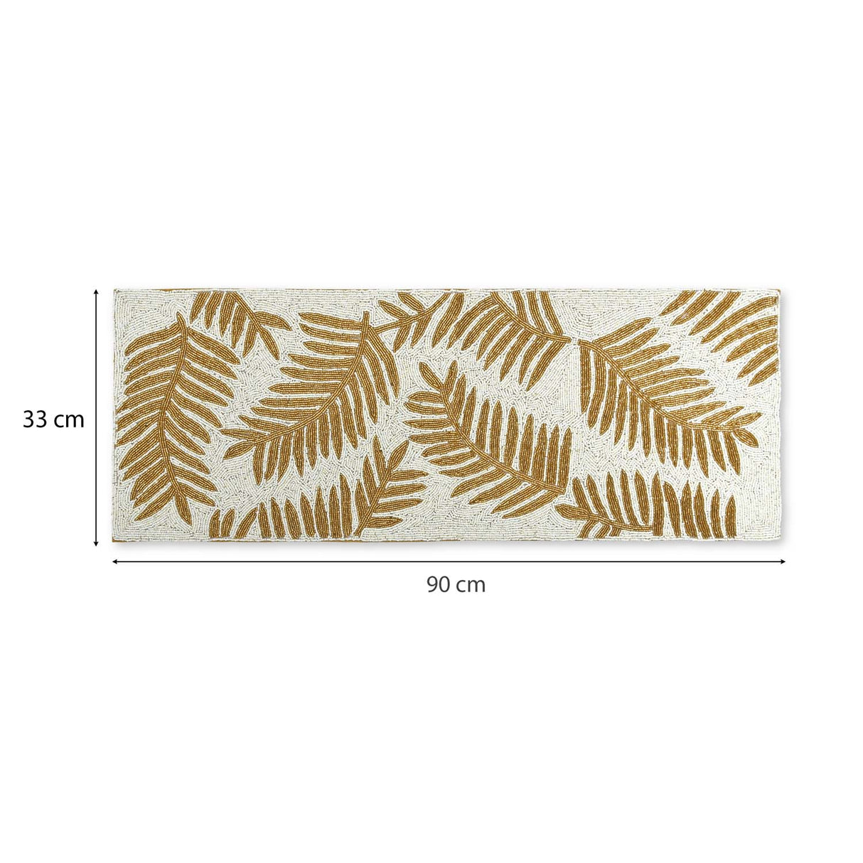 Leaf Beaded Polyester Table Runner Small- Gold