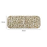 Leaf Beaded Polyester Table Runner Small- Gold and Off-white