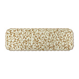 Leaf Beaded Polyester Table Runner Large- Gold and Off-white