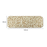 Leaf Beaded Polyester Table Runner Large- Gold and Off-white
