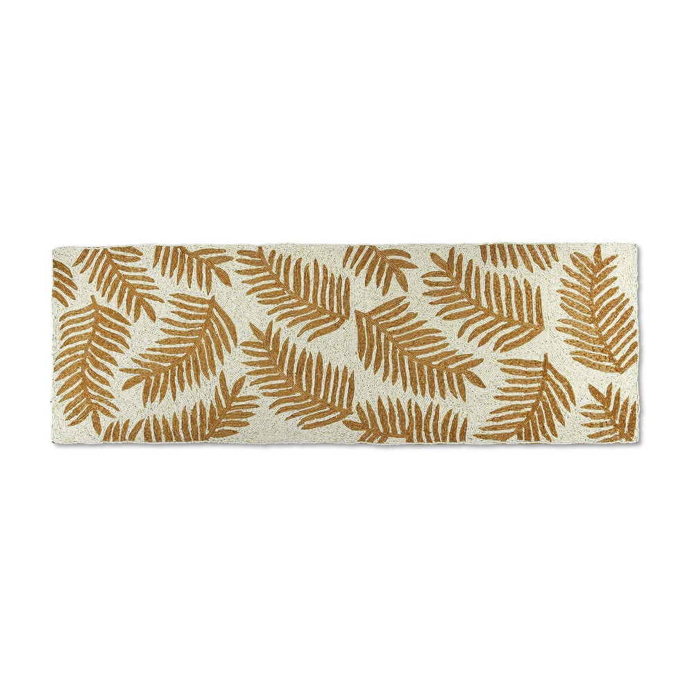 Leaf Beaded Polyester Table Runner Large- Gold