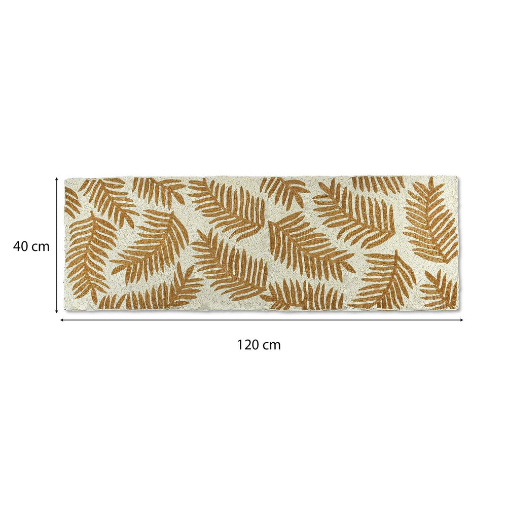 Leaf Beaded Polyester Table Runner Large- Gold