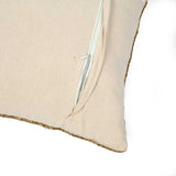 Leaf Beaded Polyester Cushion Cover- Gold and Off-white