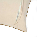 Leaf Beaded Polyester Cushion Cover- Gold and Off-white