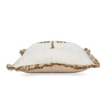 Palm Tree Embroidery Cotton Cushion Cover- Beige and Brown