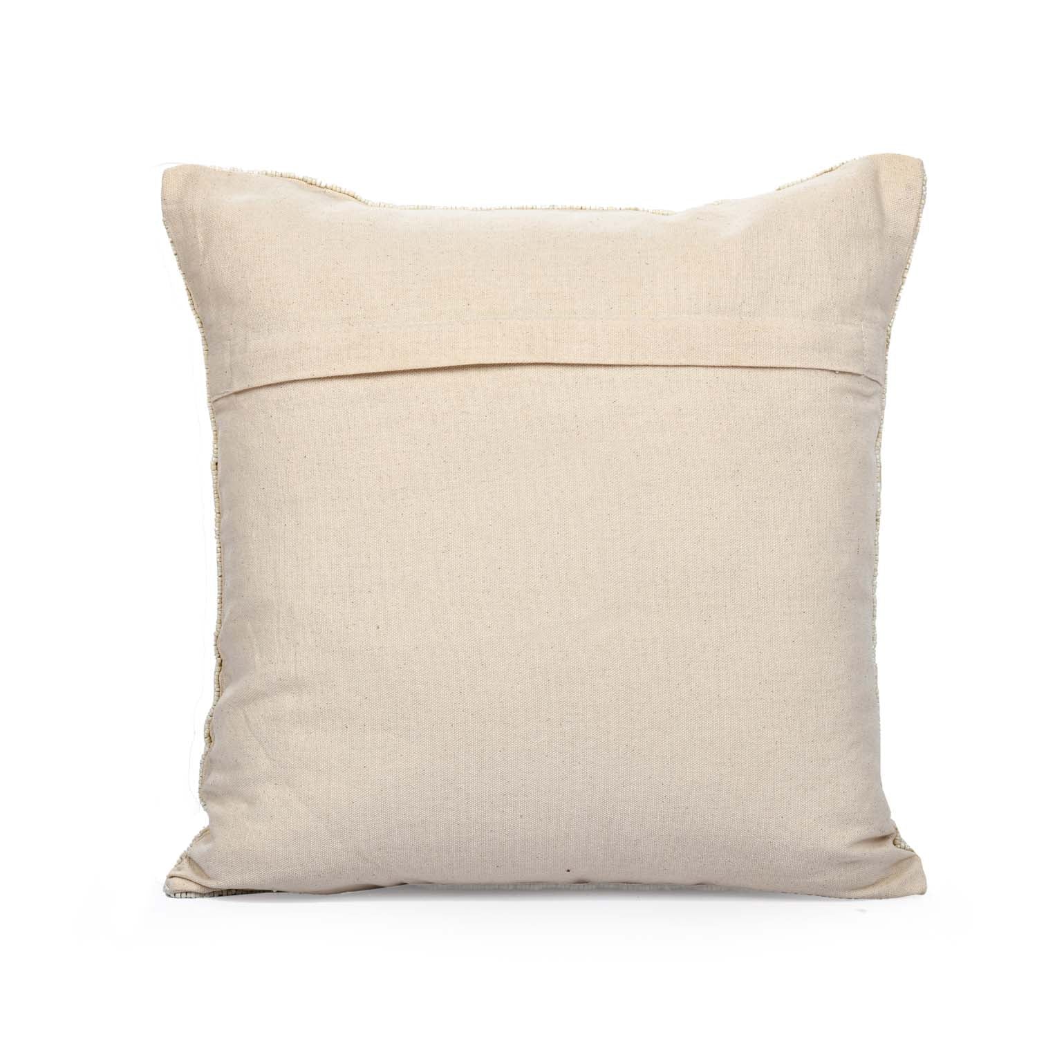 Leaf Beaded Polyester Cushion Cover- Gold