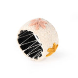 Floral Embroidery Napkin Rings Set of 4- Beige & Green