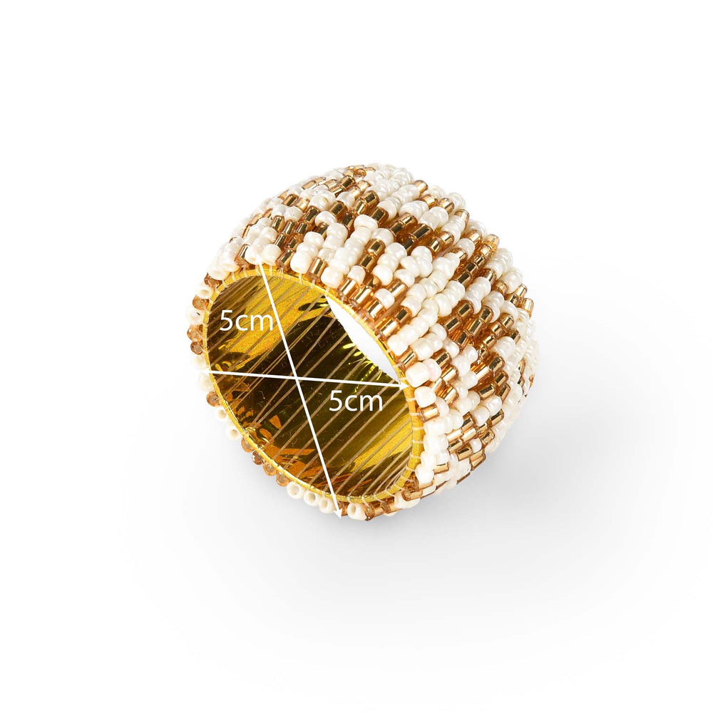 Leaf Beaded Napkin Rings Set of 4- Gold