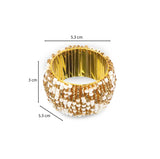 Beaded Napkin Rings Set of 4- Off-white and Gold