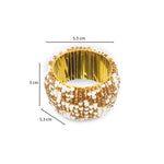 Beaded Napkin Rings Set of 4- Off-white and Gold