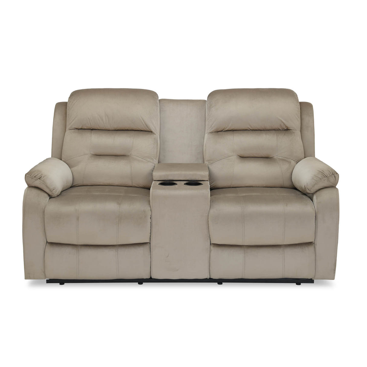 Rosia 2 Seater Recliner Sofa with Console- Light Brown