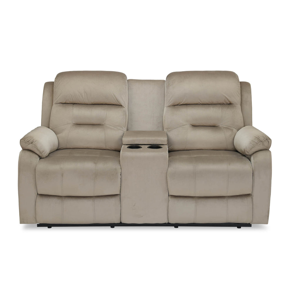 Rosia 2 Seater Recliner Sofa with Console- Light Brown