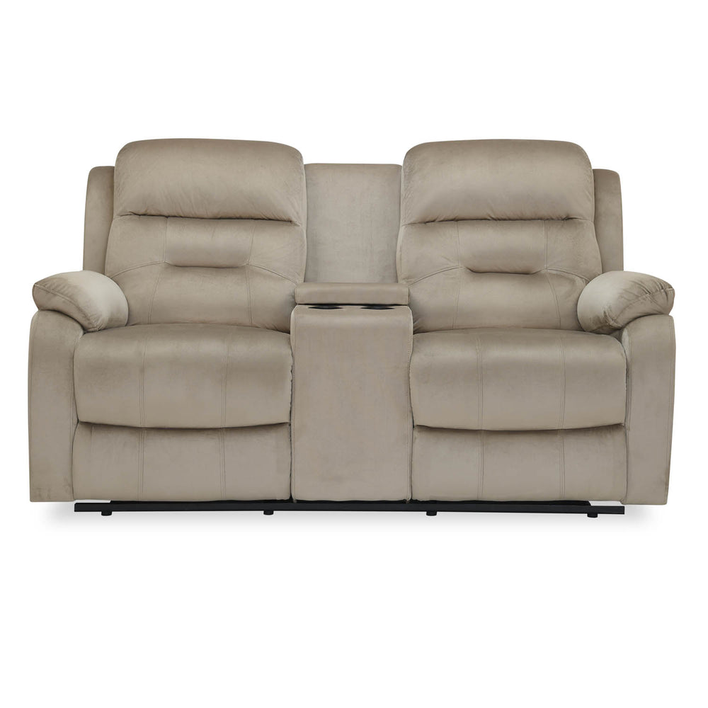Rosia 2 Seater Recliner Sofa with Console- Light Brown