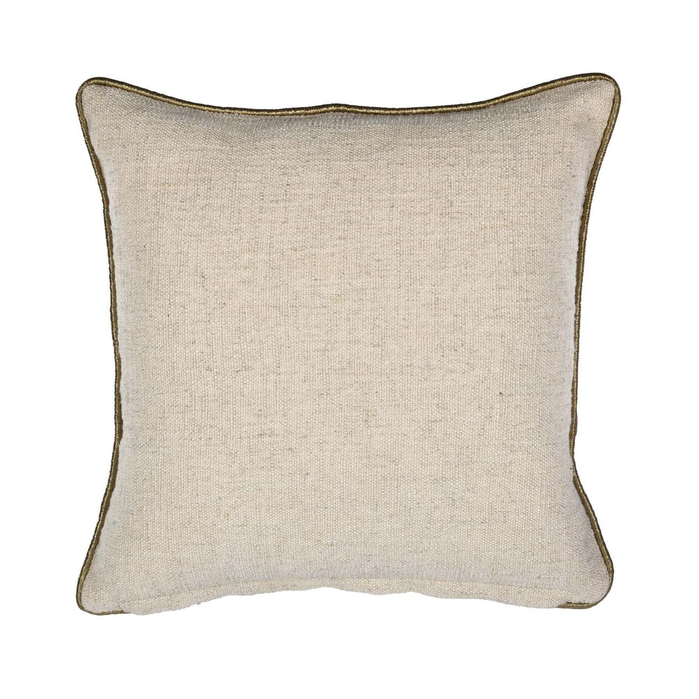 Moorpankh Pattern Fabric Cushion Cover- Beige and Gold